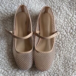 Sincerely Jules Tan Mesh Mary Jane Flats